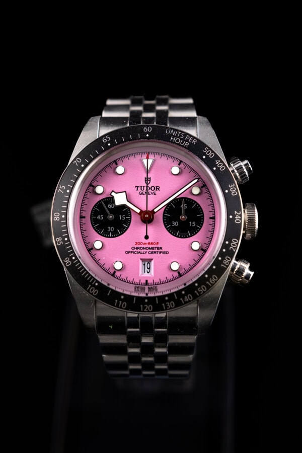 Tudor Black Bay Chrono Pink 41mm on stainless steel bracelet full set