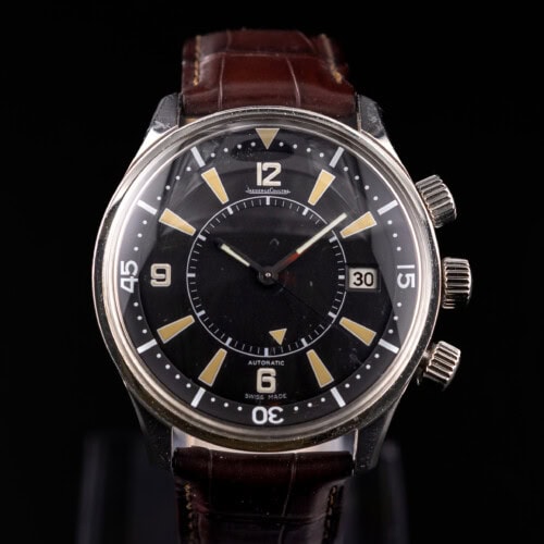 2010 Jaeger-LeCoultre Memovox Tribute to Polaris Supercompressor black dial automatic alarm watch on leather strap