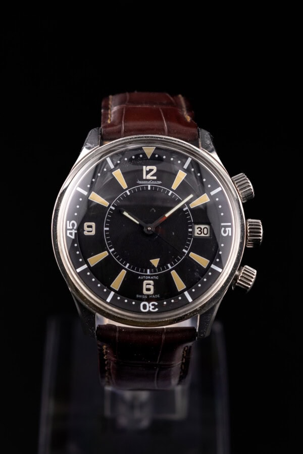 2010 Jaeger-LeCoultre Memovox Tribute to Polaris Supercompressor Alarm Automatic 2010 Jaeger-LeCoultre Memovox Tribute to Polaris Supercompressor black dial automatic alarm watch on leather strap