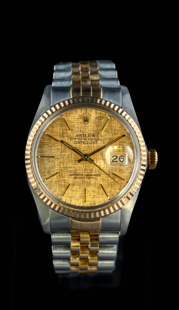 Rolex Datejust 16220 with tapestry dial and 36mm stainless steel
